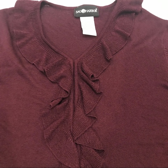 Sag Harbor Purple Ruffled top, Women's 3/4 SLV - Picture 2 of 3